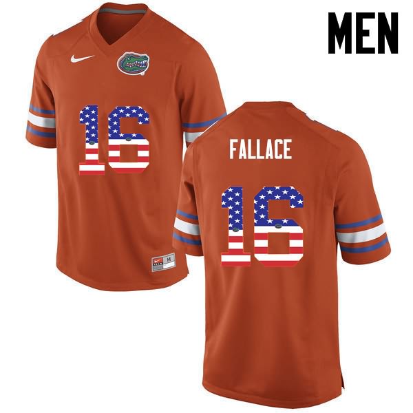 NCAA Florida Gators Brian Fallace Men's #16 USA Flag Fashion Nike Orange Stitched Authentic College Football Jersey ONY5564CJ